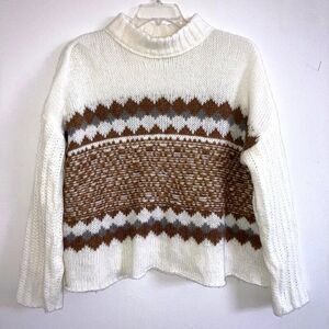 KNOX ROSE sz XXL Slouchy Cozy Knit Sweater Cropped Fair Isle Plus Size
